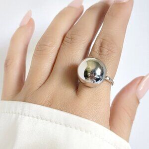 Sterling Silver Globe Ring, Half Ball Ring, Sphere Ring, Large Ball Ring,